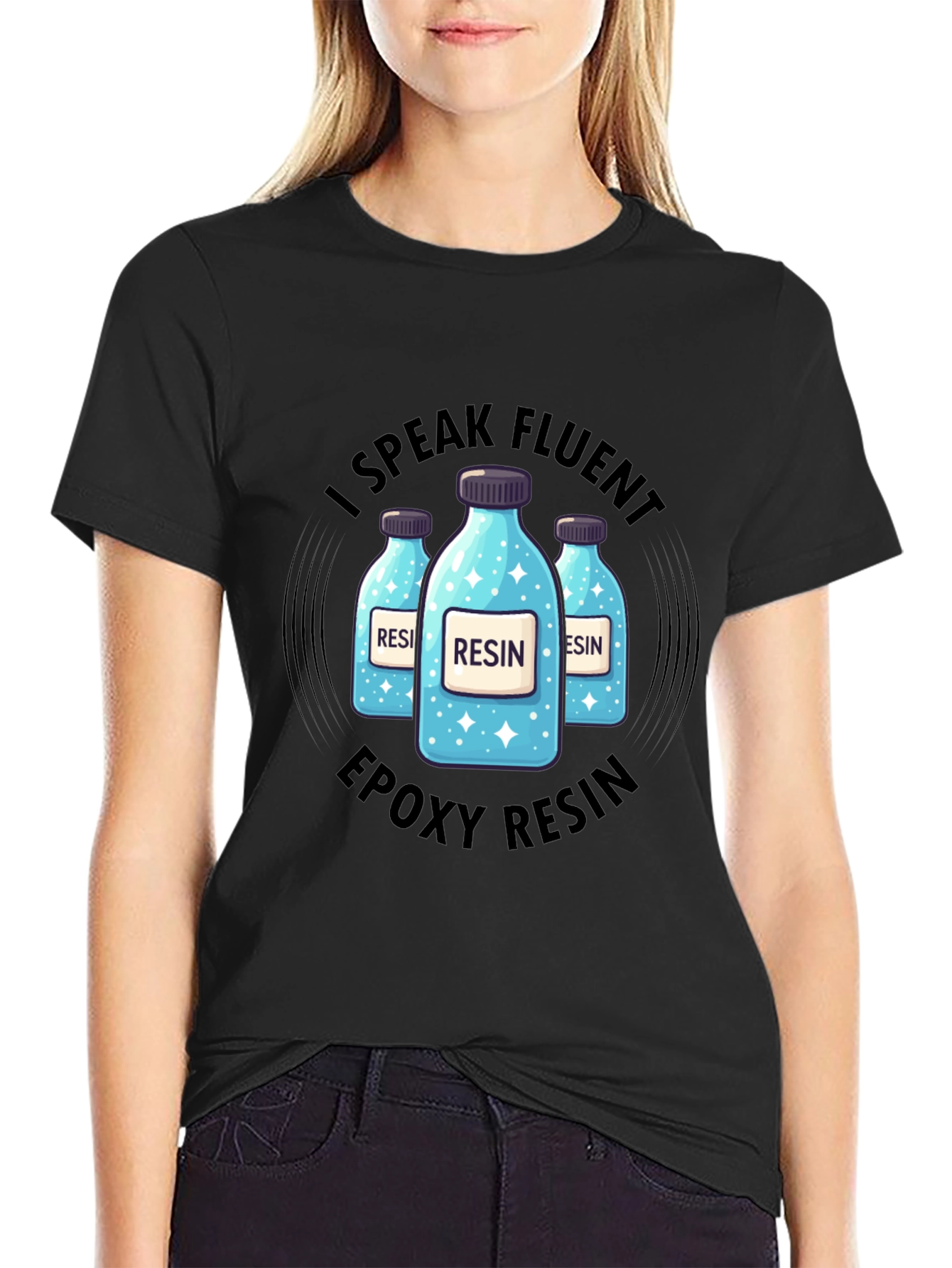 Fluent Resin T-Shirt - Epoxy Resin Bottles Design