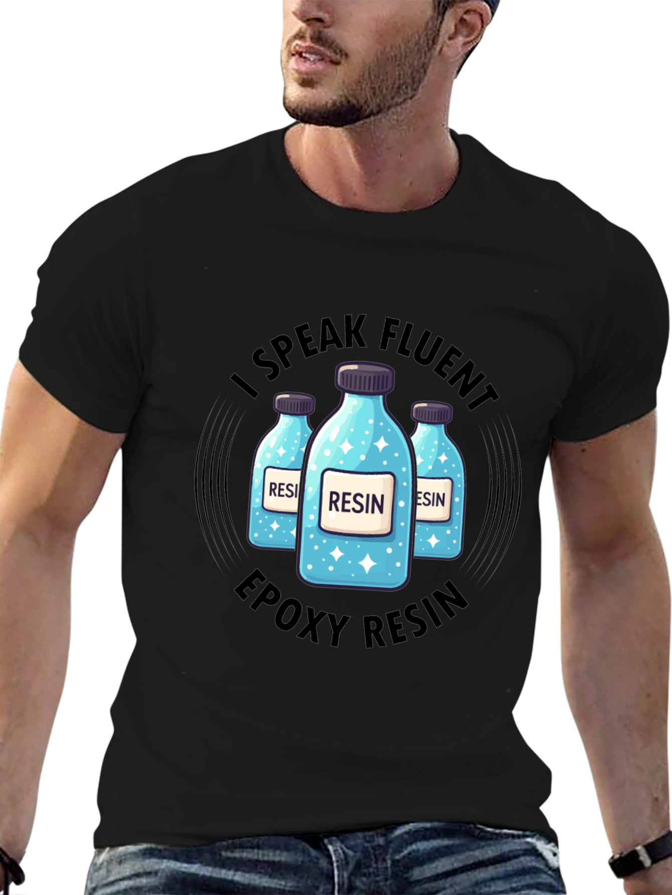 Fluent Resin T-Shirt - Epoxy Resin Bottles Design