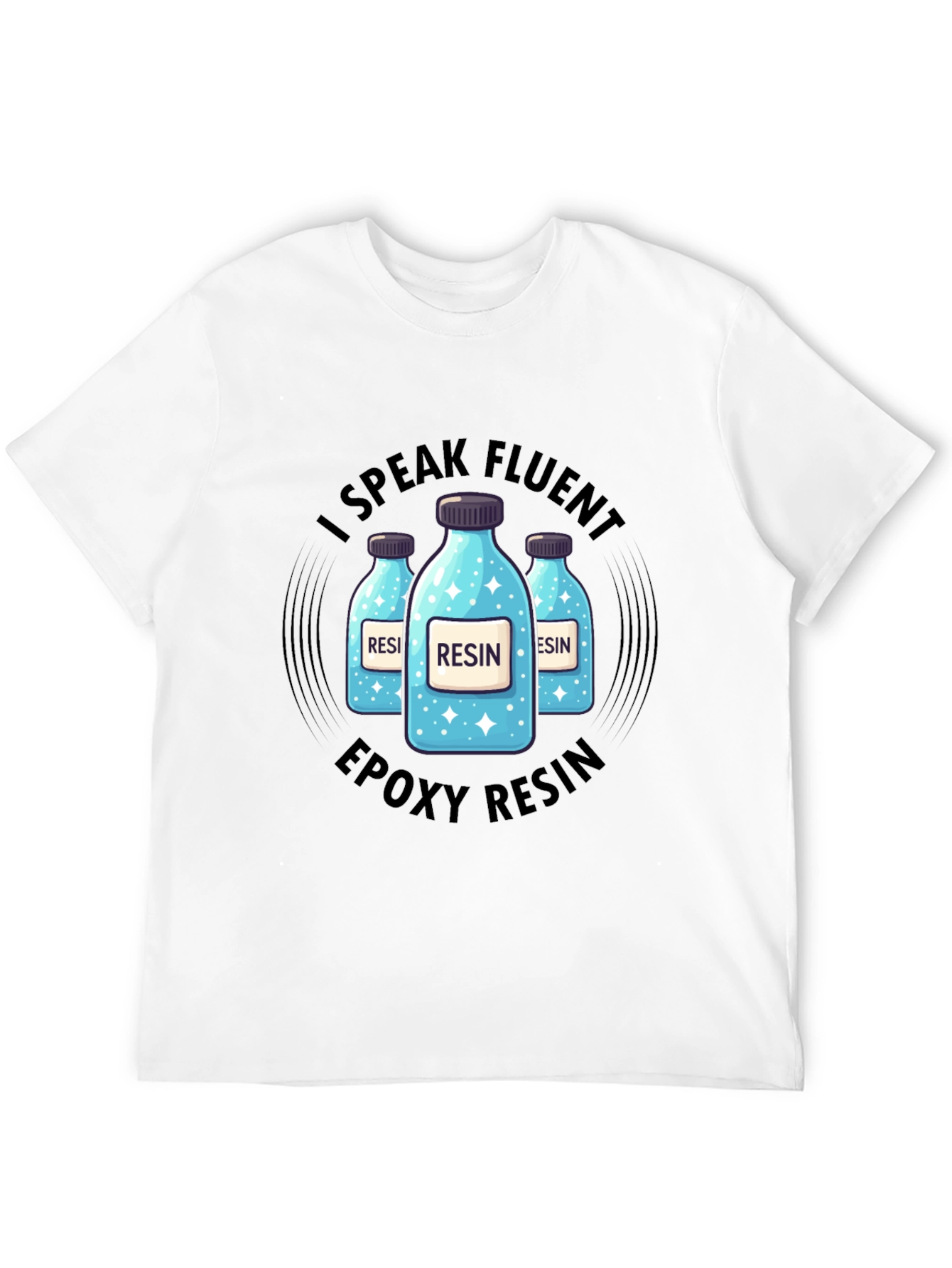 Fluent Resin T-Shirt - Epoxy Resin Bottles Design
