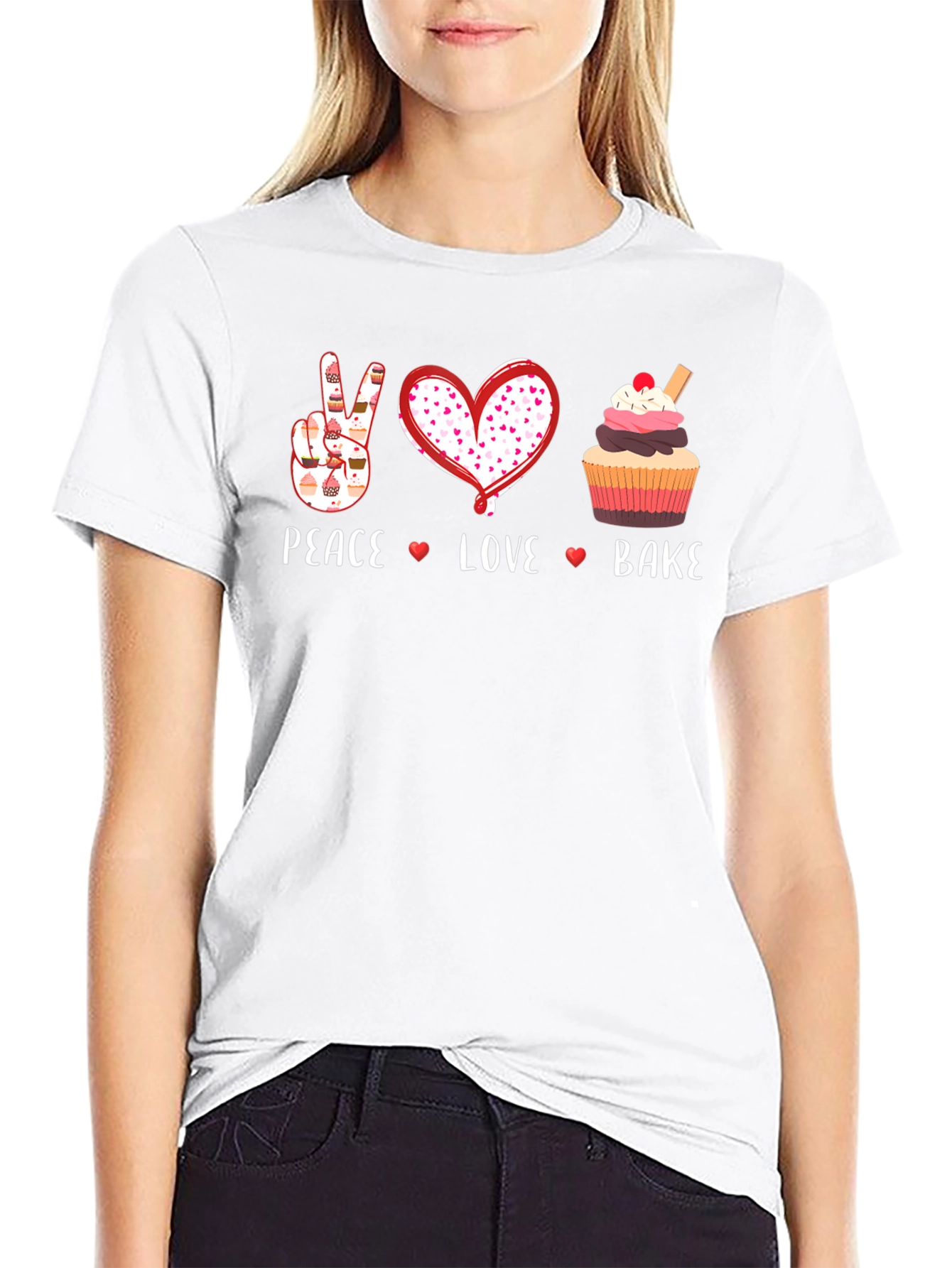 Peace Love Bake Black T-Shirt