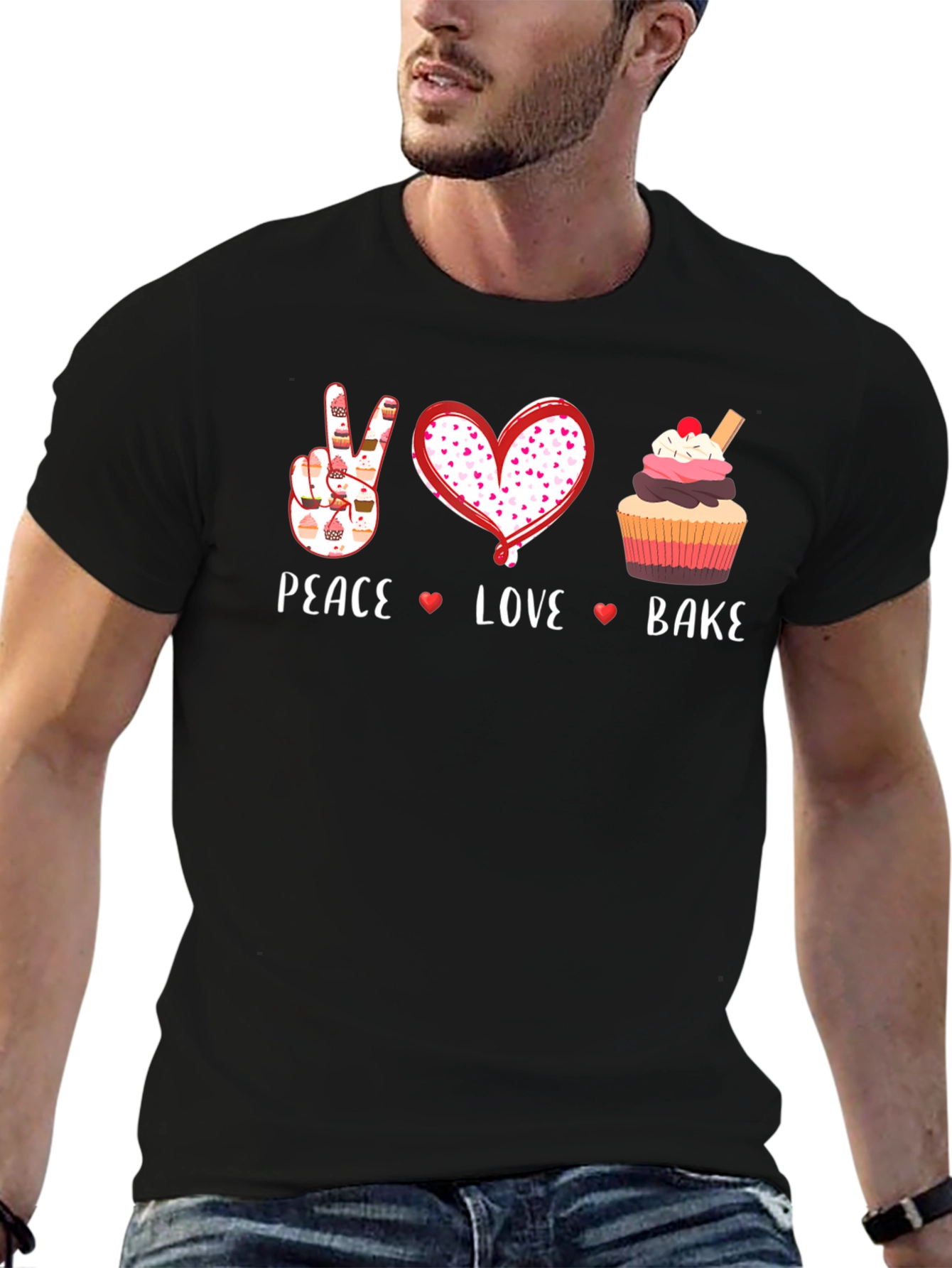 Peace Love Bake Black T-Shirt