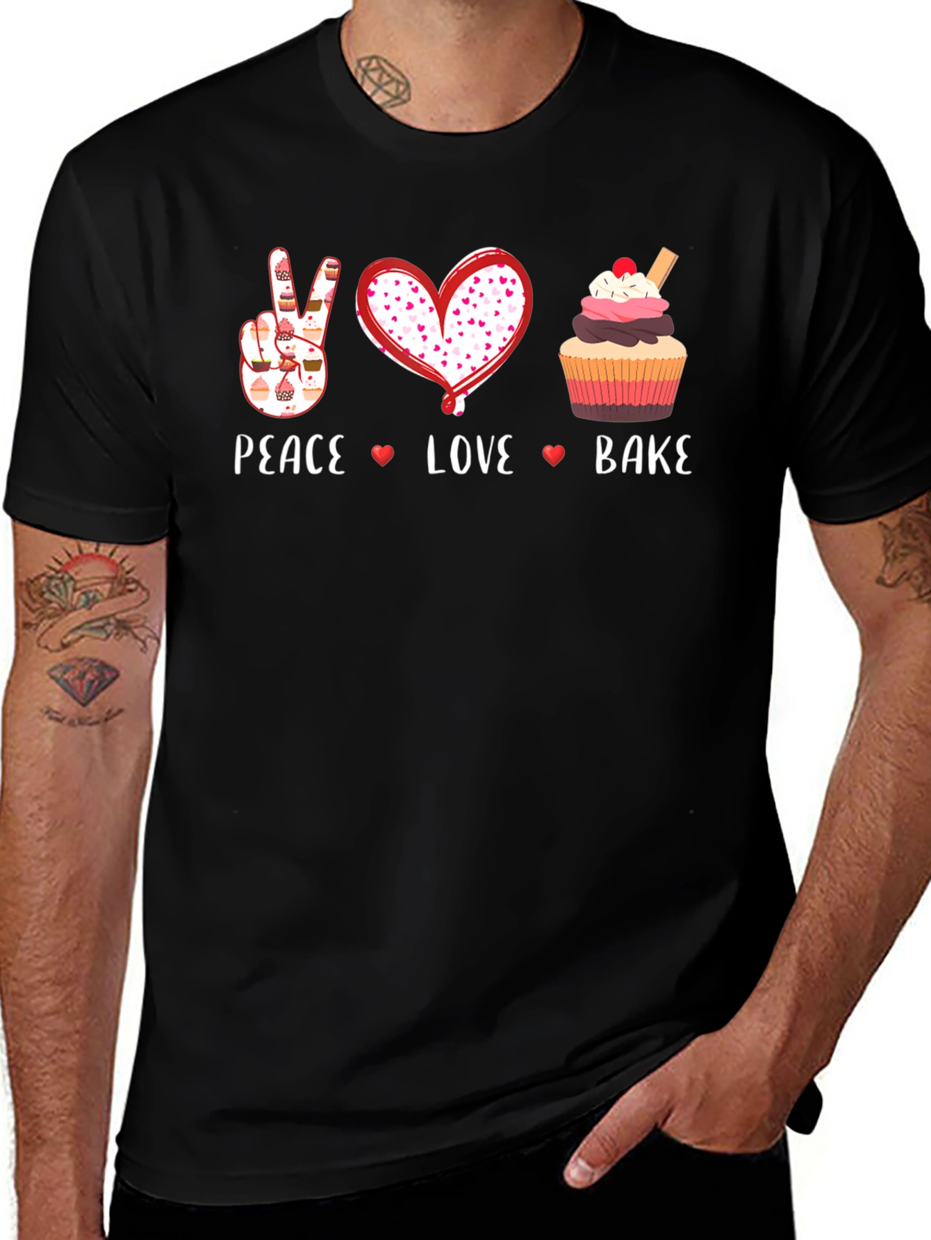 Peace Love Bake Black T-Shirt