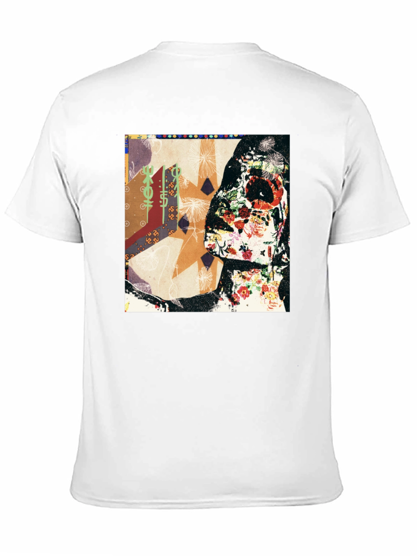 Floral Skull Abstract Graphic Tee - Black