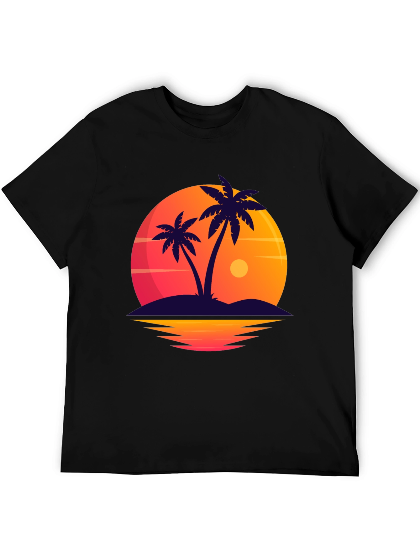 Tropical Sunset Palm Tree Graphic T-Shirt