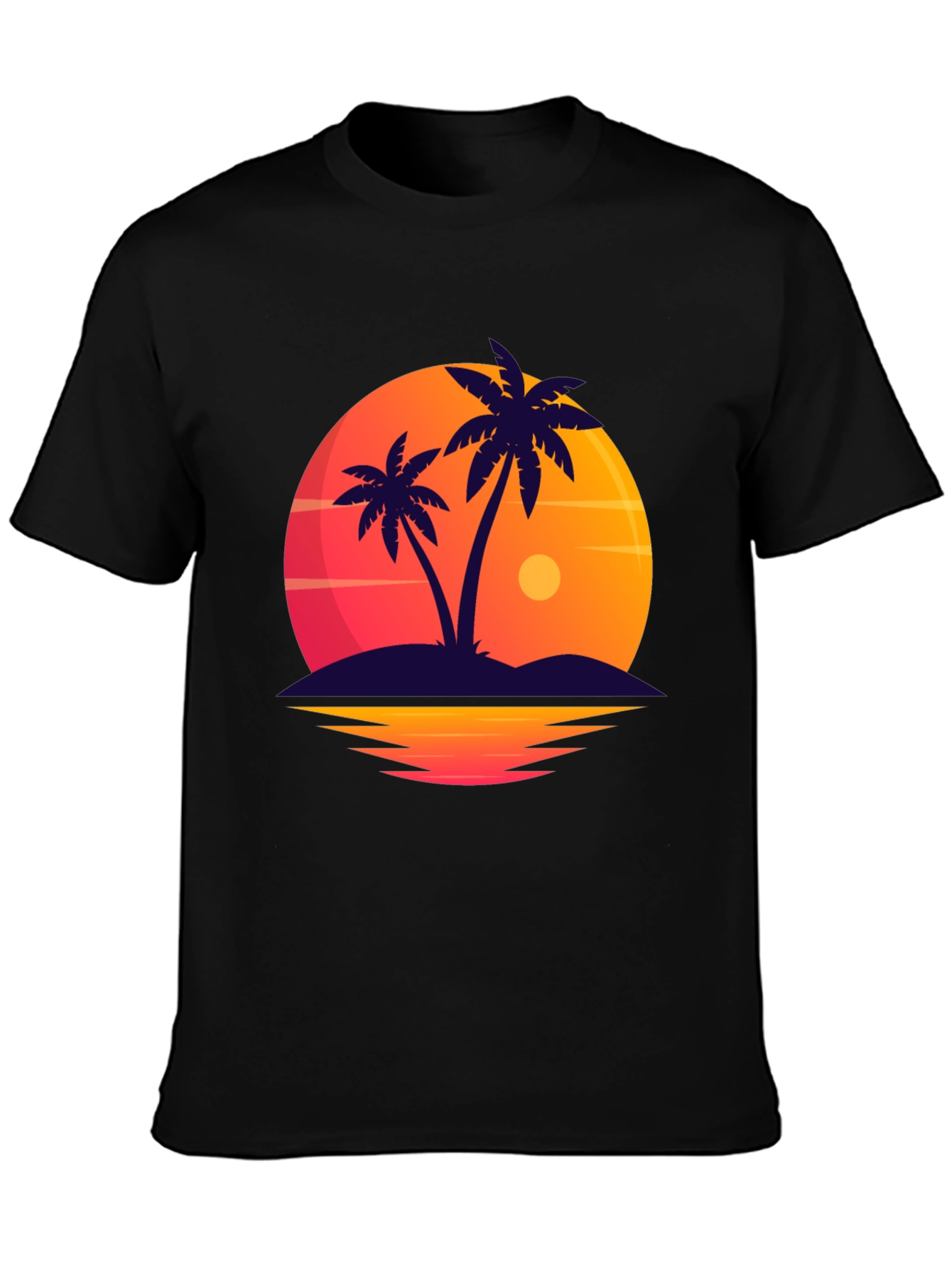 Tropical Sunset Palm Tree Graphic T-Shirt