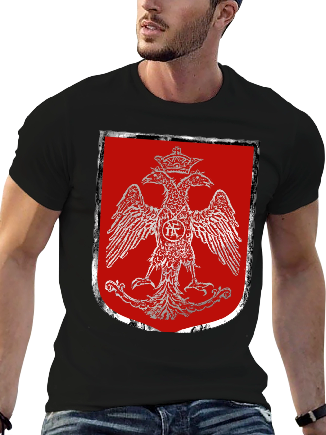 Double-Headed Eagle Crest Graphic T-Shirt