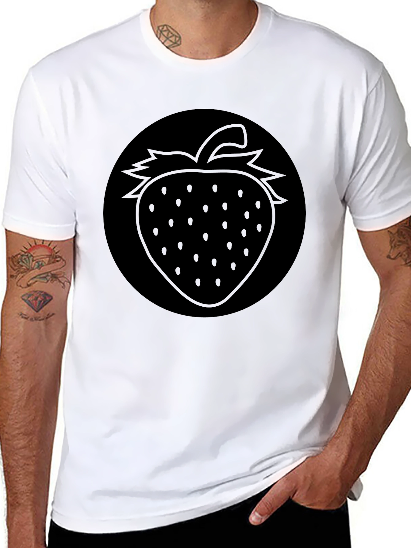 Strawberry Graphic Black T-Shirt