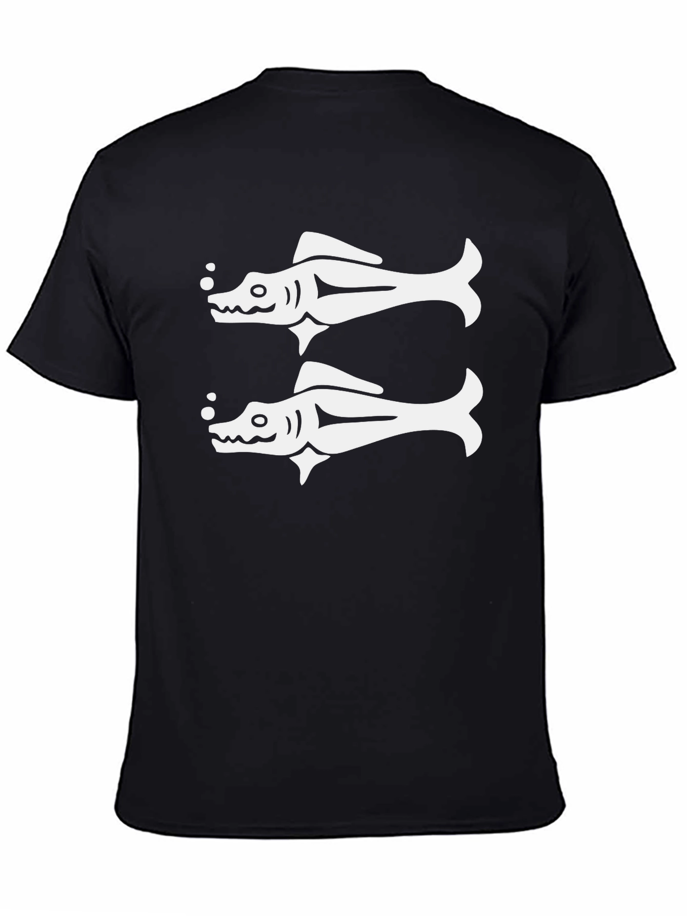 Double Fish Graphic Tee - Black Cotton T-Shirt
