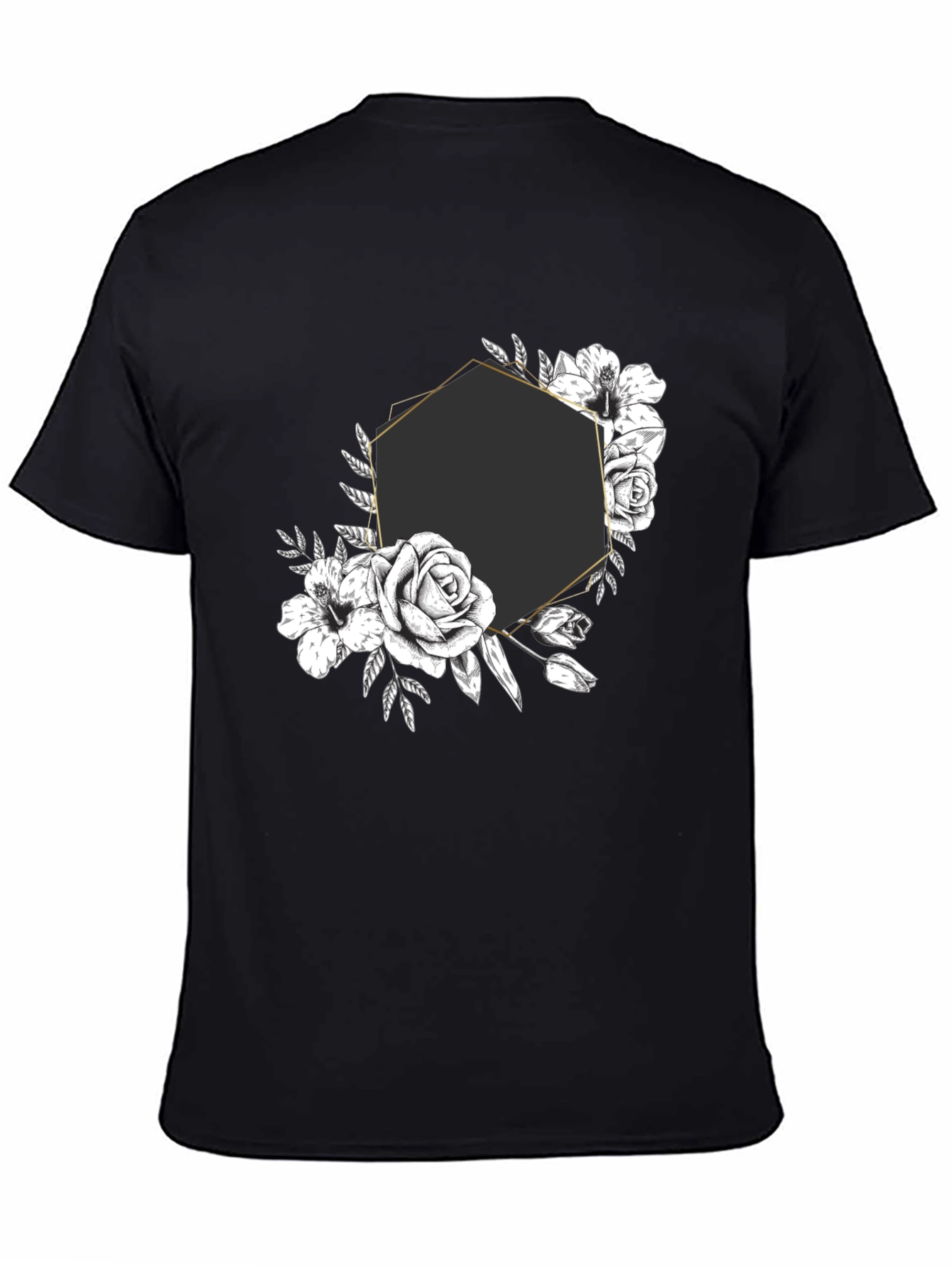 Floral Hexagon Graphic Tee - Black
