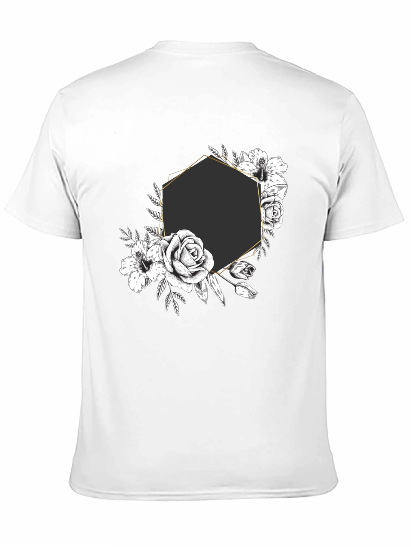 Floral Hexagon Graphic Tee - Black