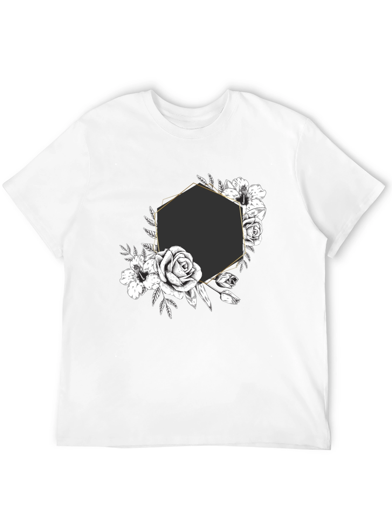 Floral Hexagon Graphic Tee - Black
