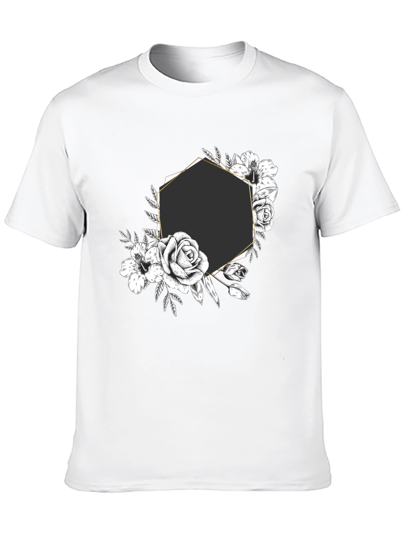 Floral Hexagon Graphic Tee - Black