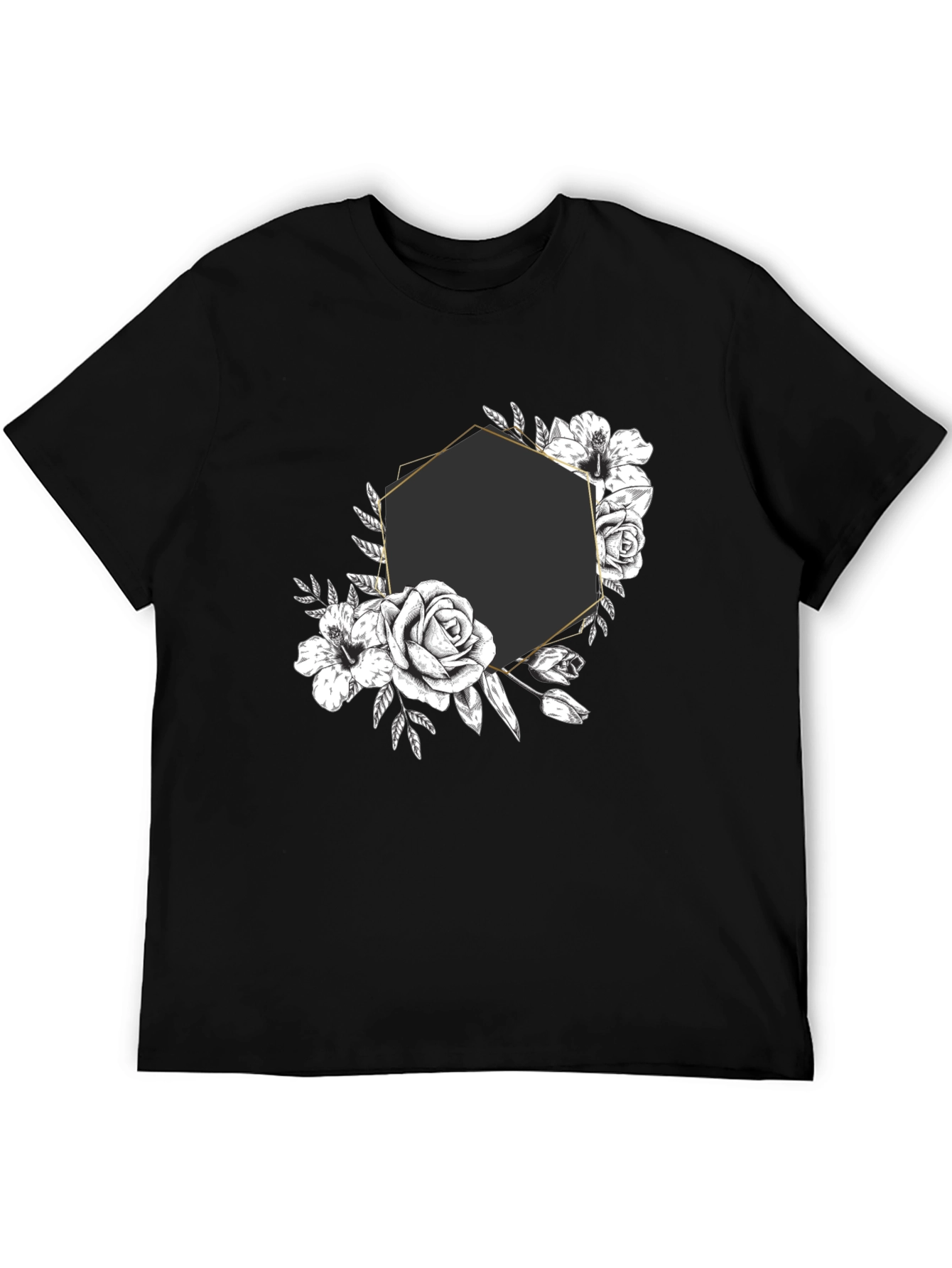 Floral Hexagon Graphic Tee - Black