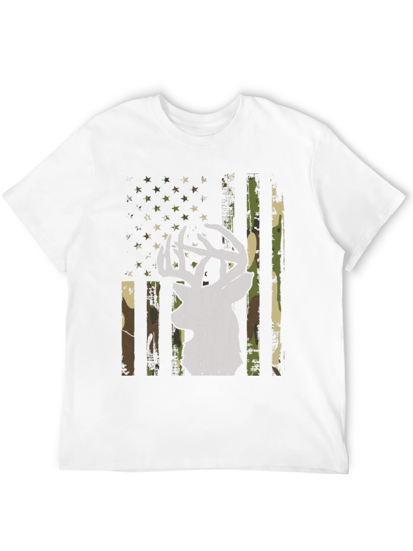 Deer Camo American Flag Graphic T-Shirt