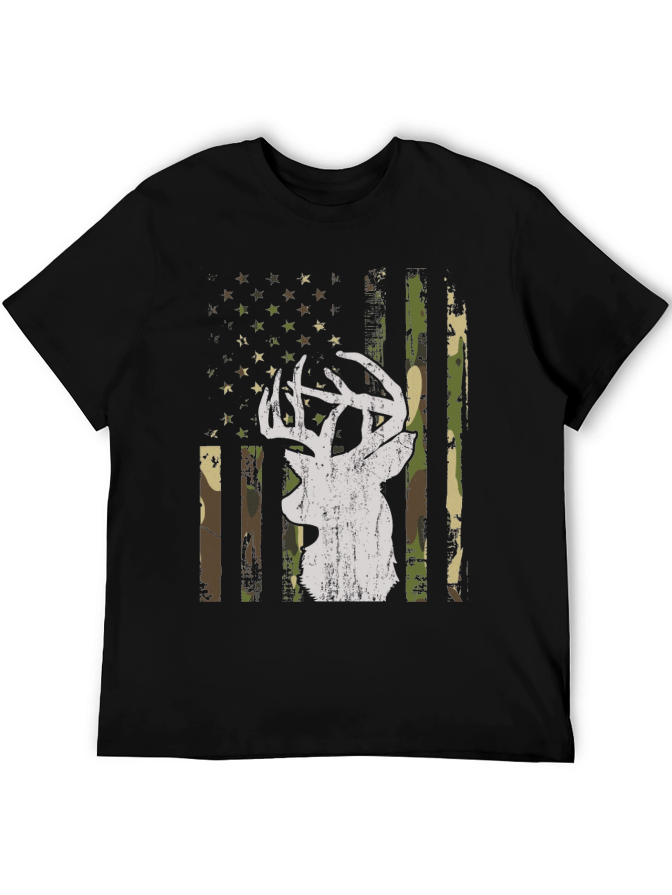 Deer Camo American Flag Graphic T-Shirt