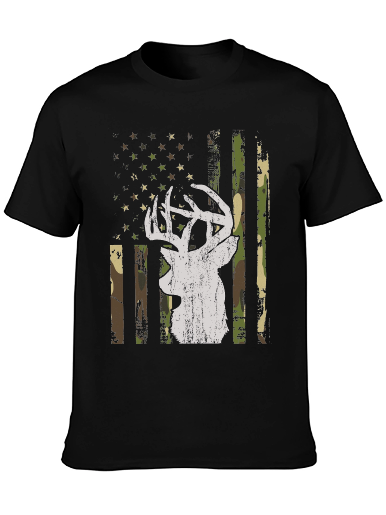Deer Camo American Flag Graphic T-Shirt