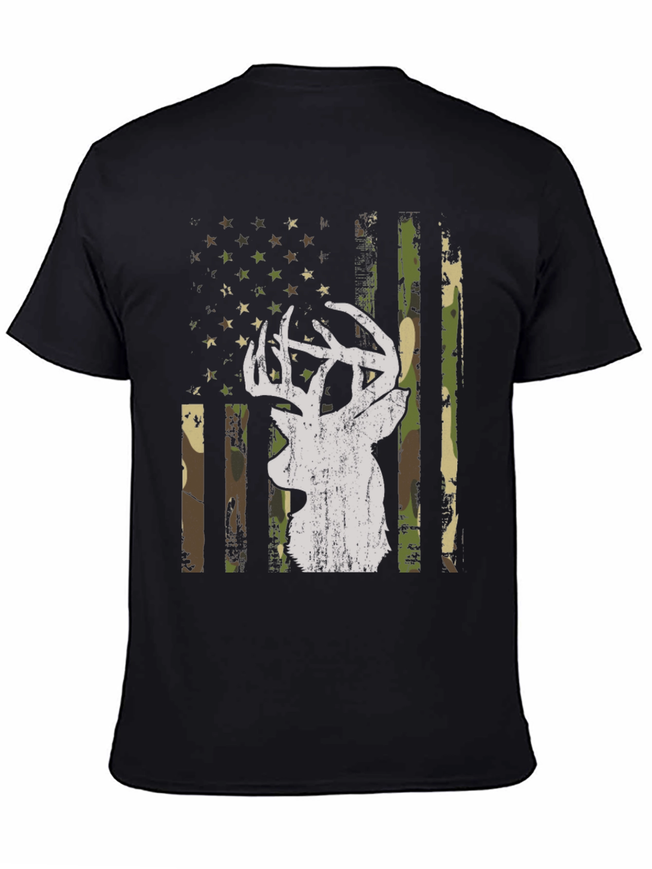 Deer Camo American Flag Graphic T-Shirt