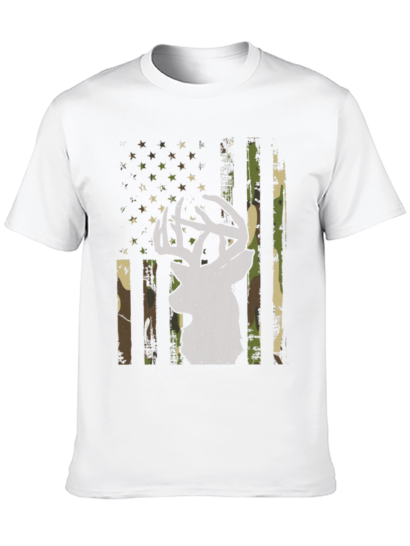 Deer Camo American Flag Graphic T-Shirt
