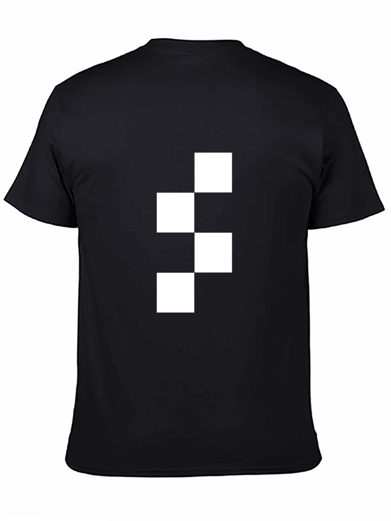 Modern Checkered Block Graphic Tee - Black