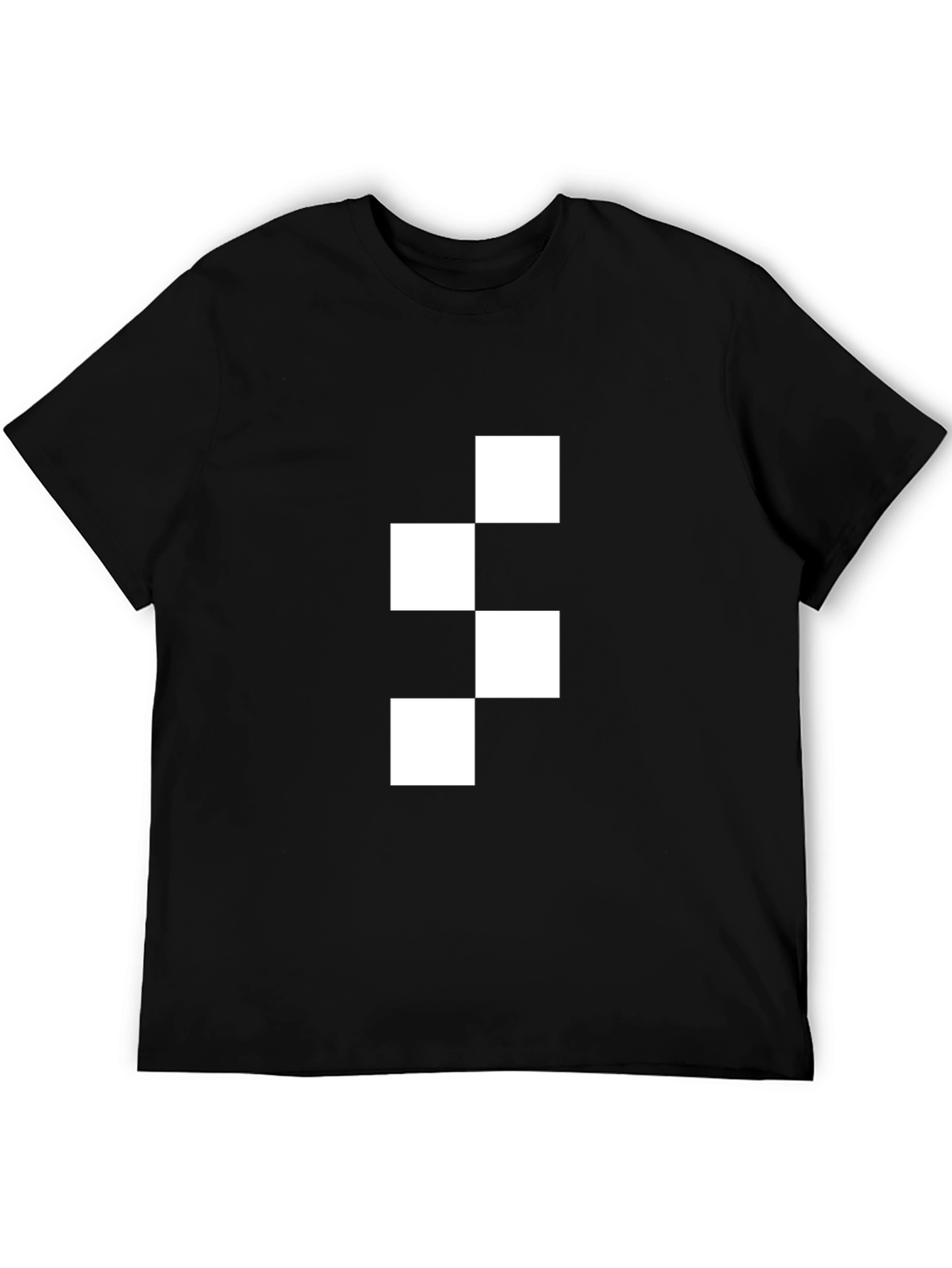Modern Checkered Block Graphic Tee - Black