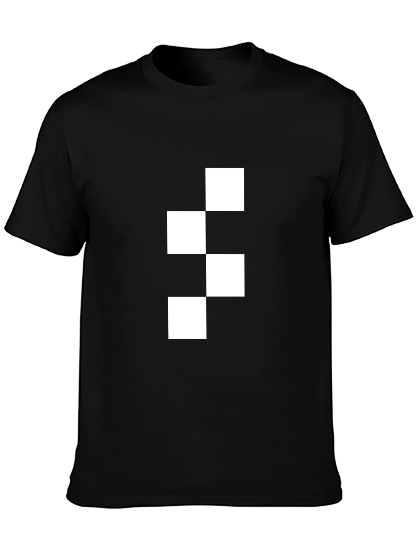 Modern Checkered Block Graphic Tee - Black