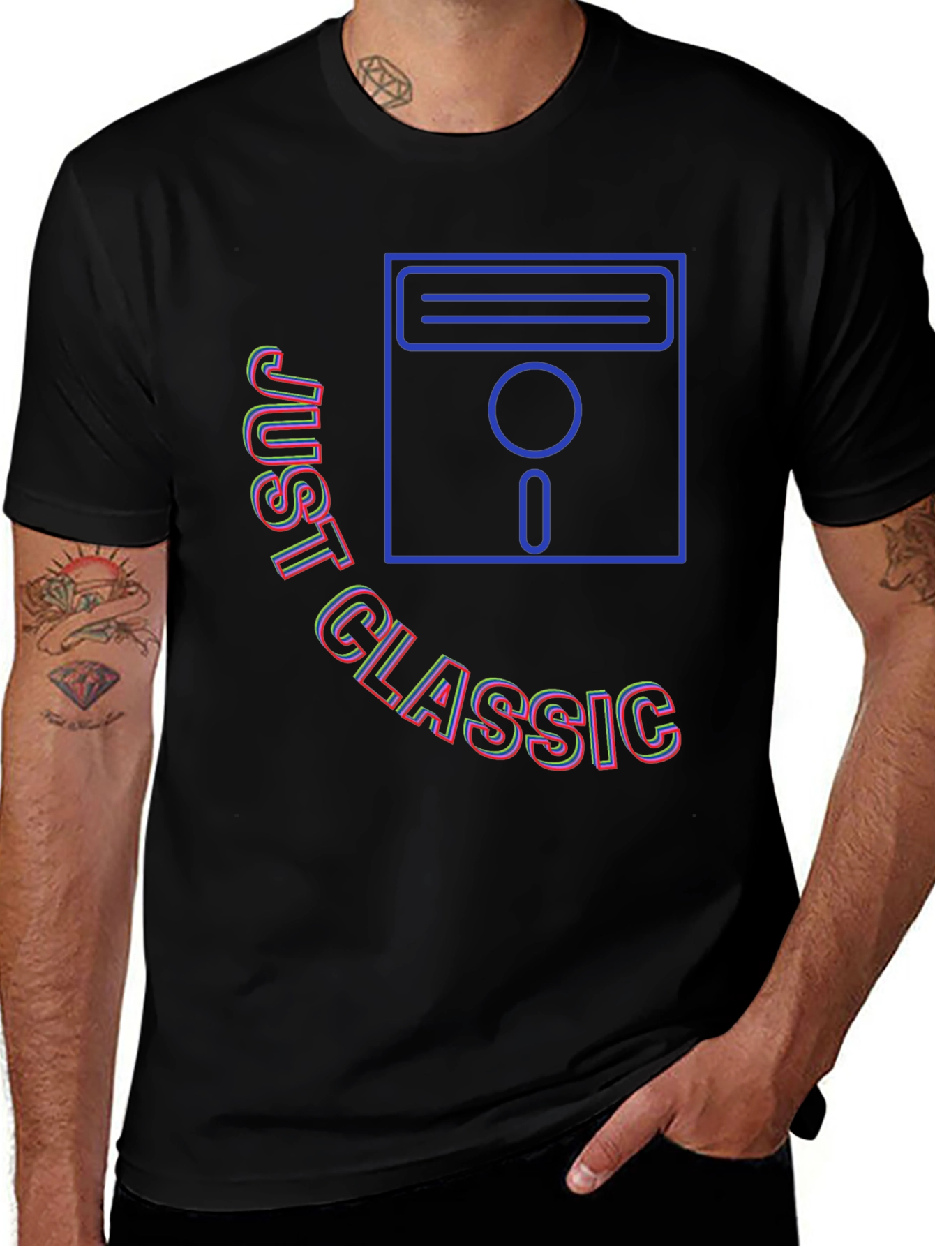 Just Classic Retro Floppy Disk Graphic T-Shirt