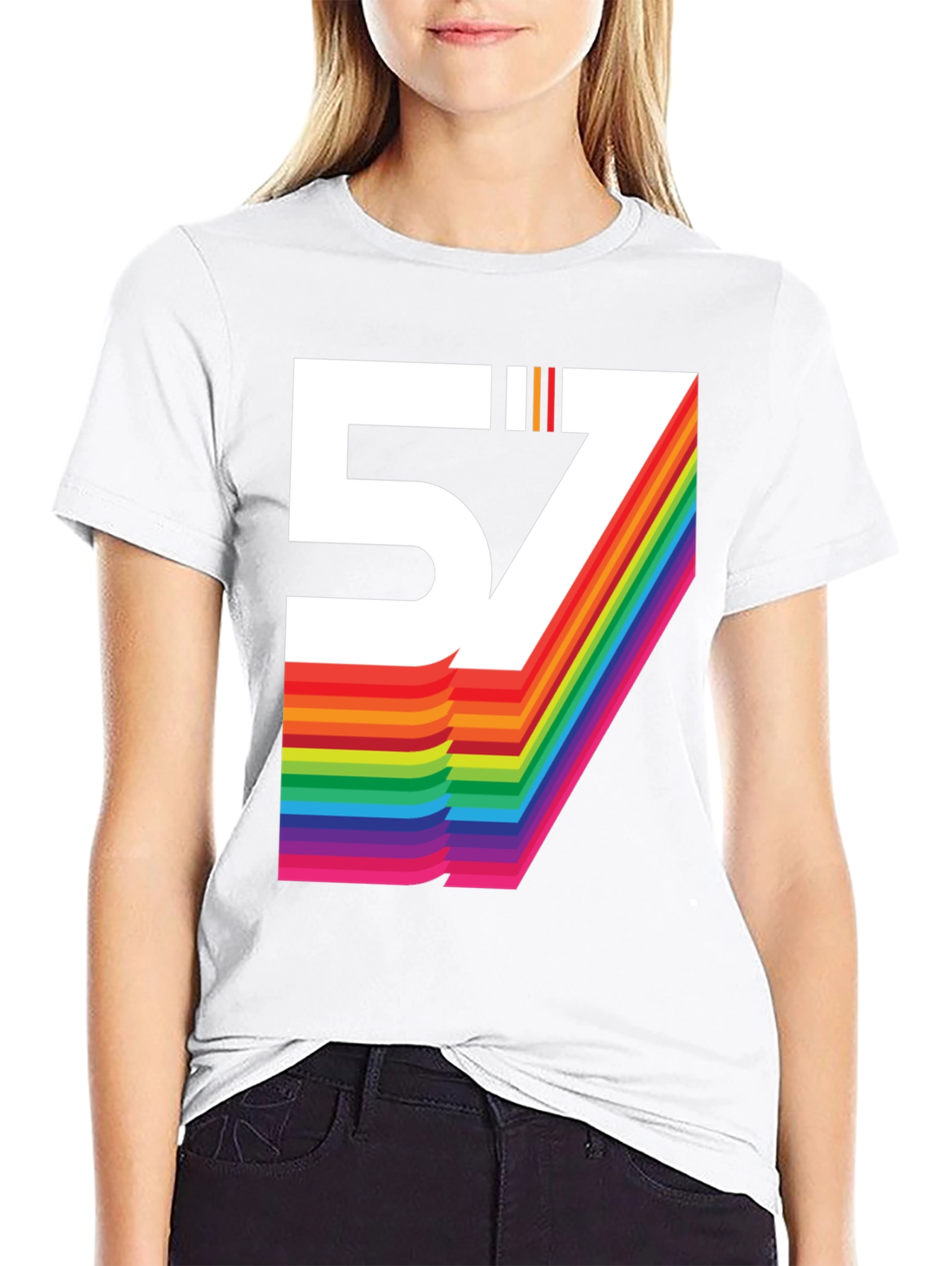 Retro 57 Rainbow Graphic T-Shirt - Black