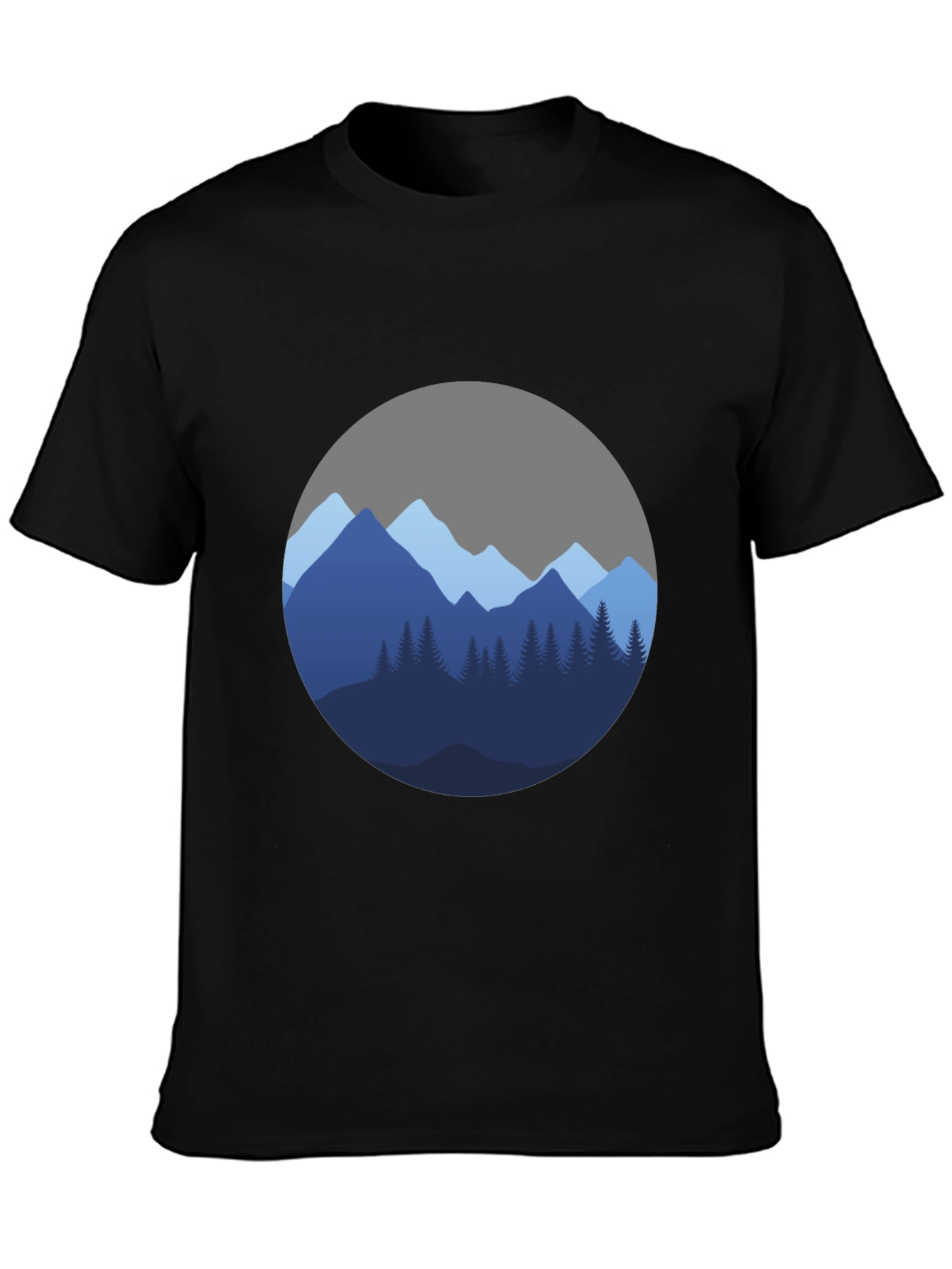 Mountain Scene Graphic Black T-Shirt