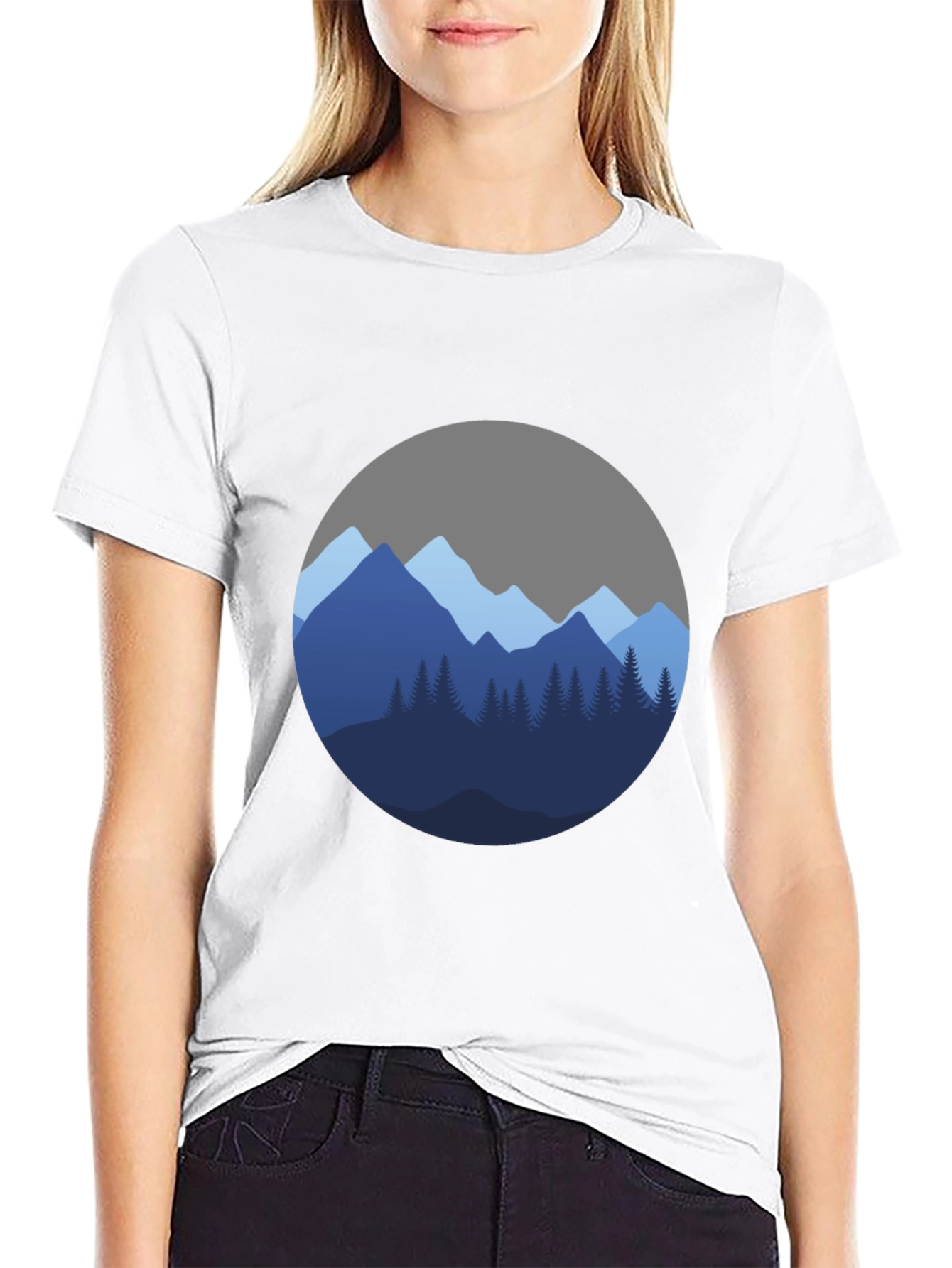 Mountain Scene Graphic Black T-Shirt
