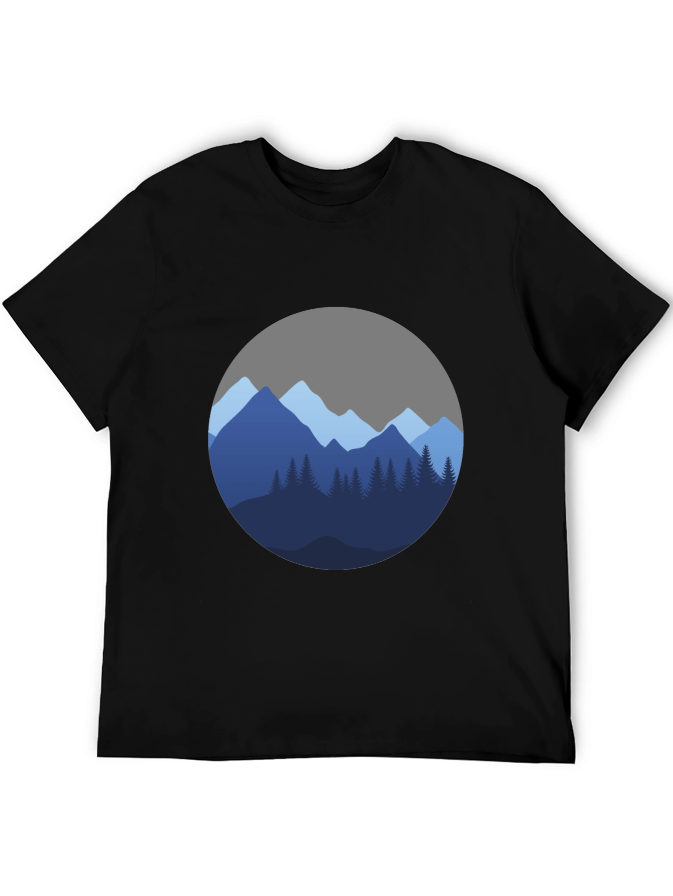 Mountain Scene Graphic Black T-Shirt