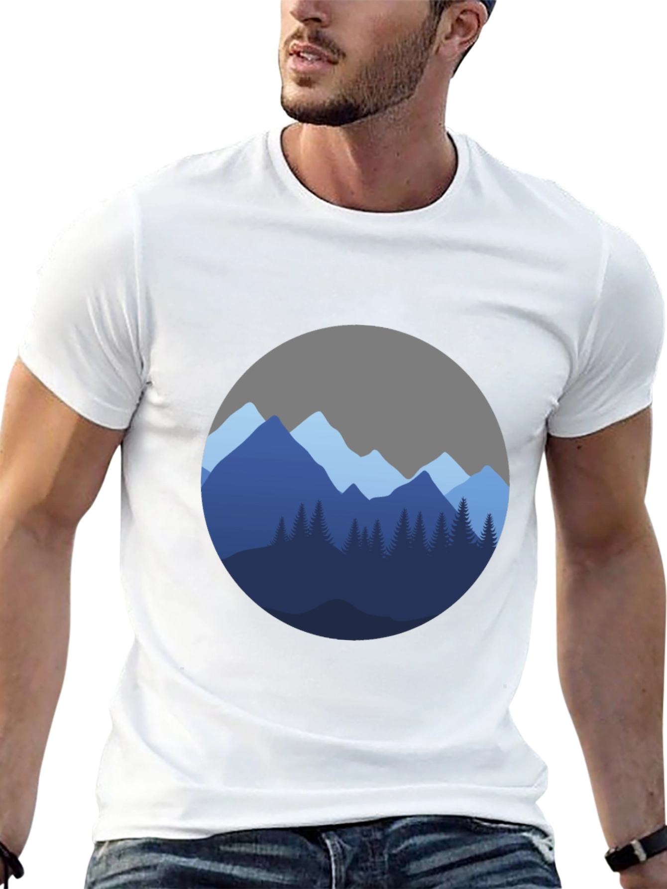 Mountain Scene Graphic Black T-Shirt