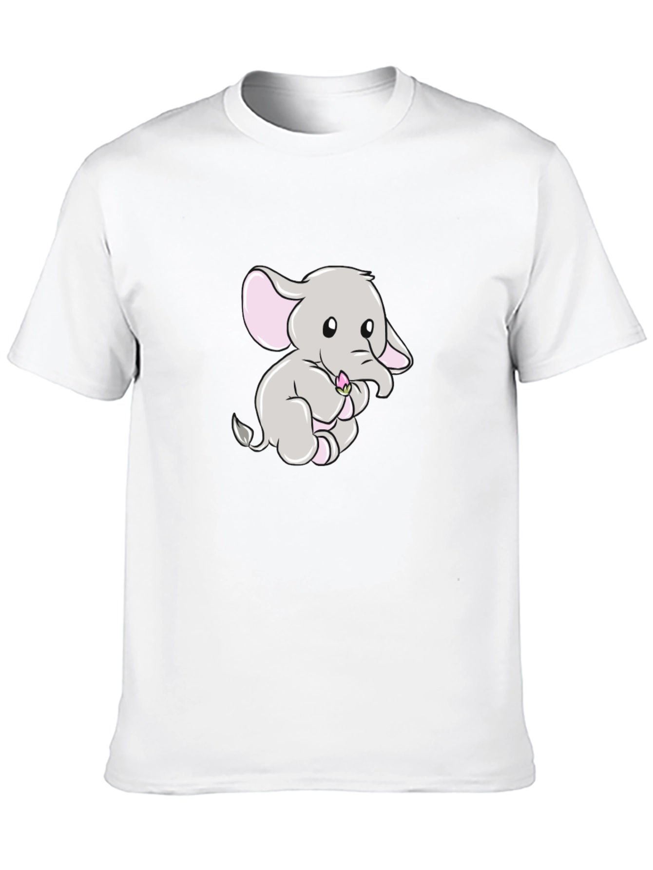 Cute Elephant Graphic Print Black T-Shirt