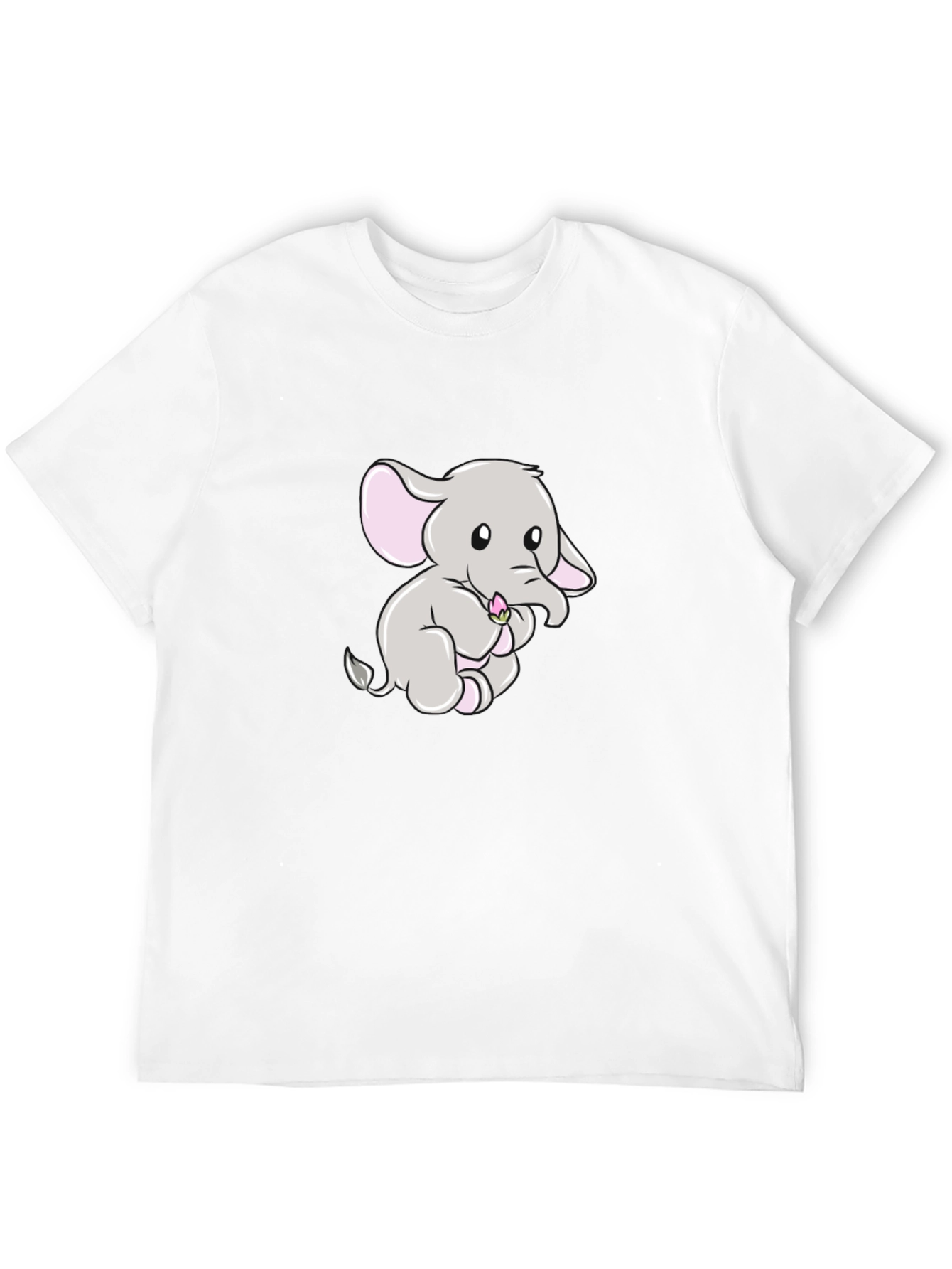 Cute Elephant Graphic Print Black T-Shirt