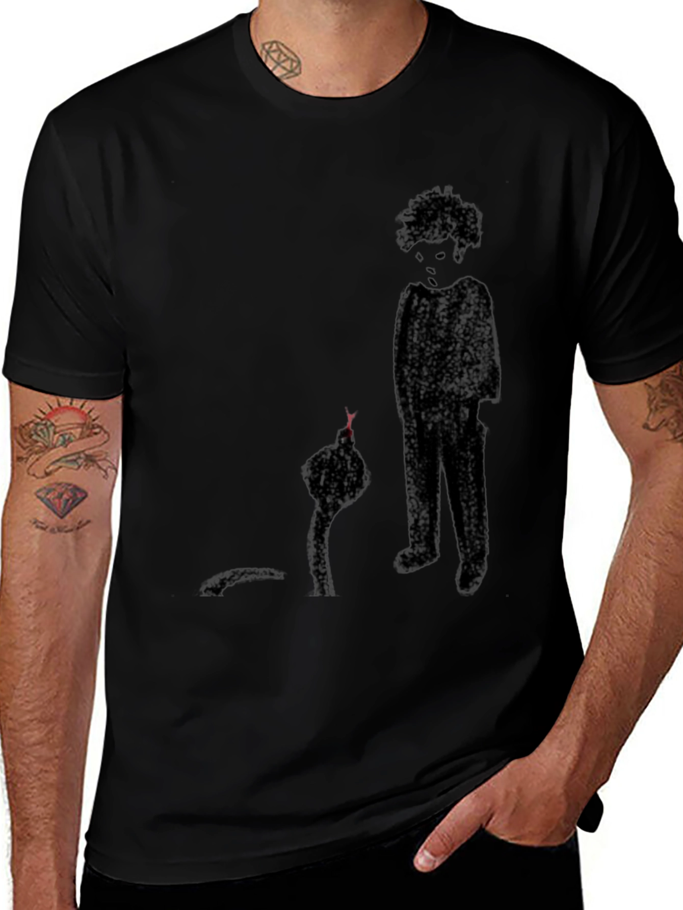 Eerie Encounter Graphic Tee - Black Cotton T-Shirt