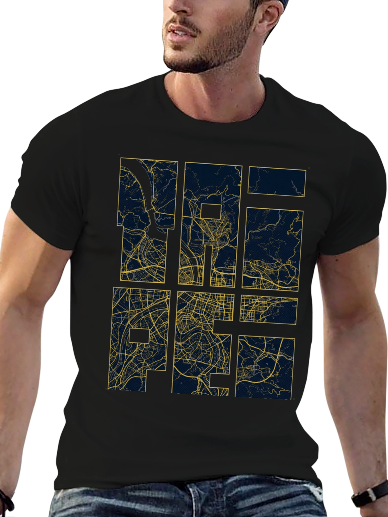 Abstract City Map Graphic Tee - Modern Style