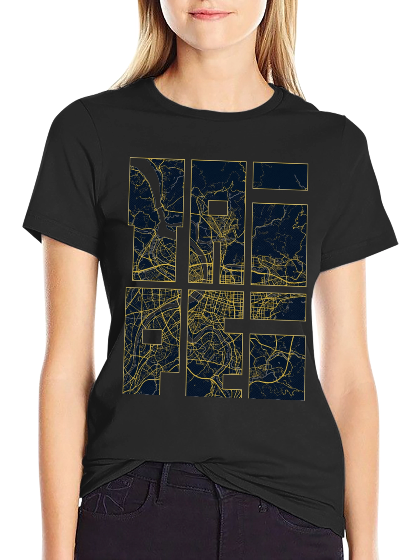 Abstract City Map Graphic Tee - Modern Style