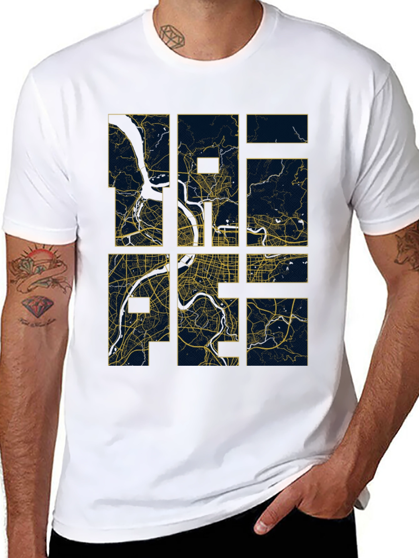 Abstract City Map Graphic Tee - Modern Style