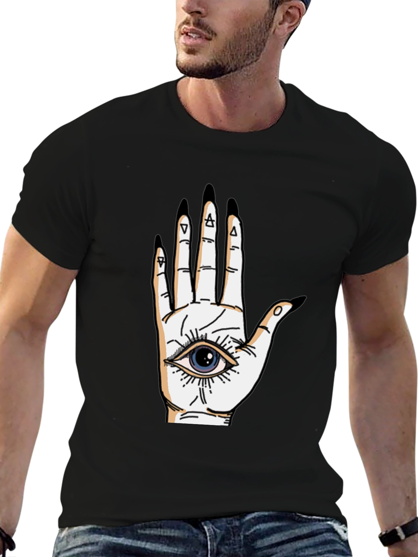 Eye-in-Hand Graphic Tee - All Seeing Black T-Shirt