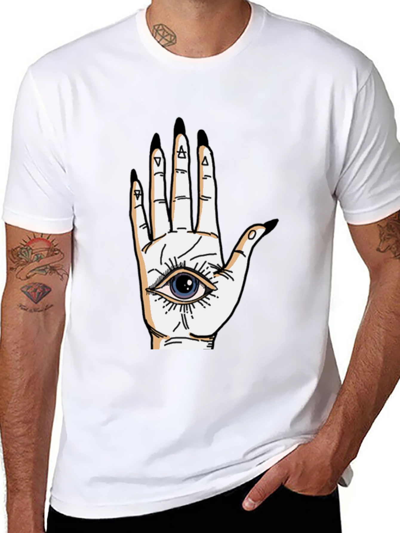 Eye-in-Hand Graphic Tee - All Seeing Black T-Shirt