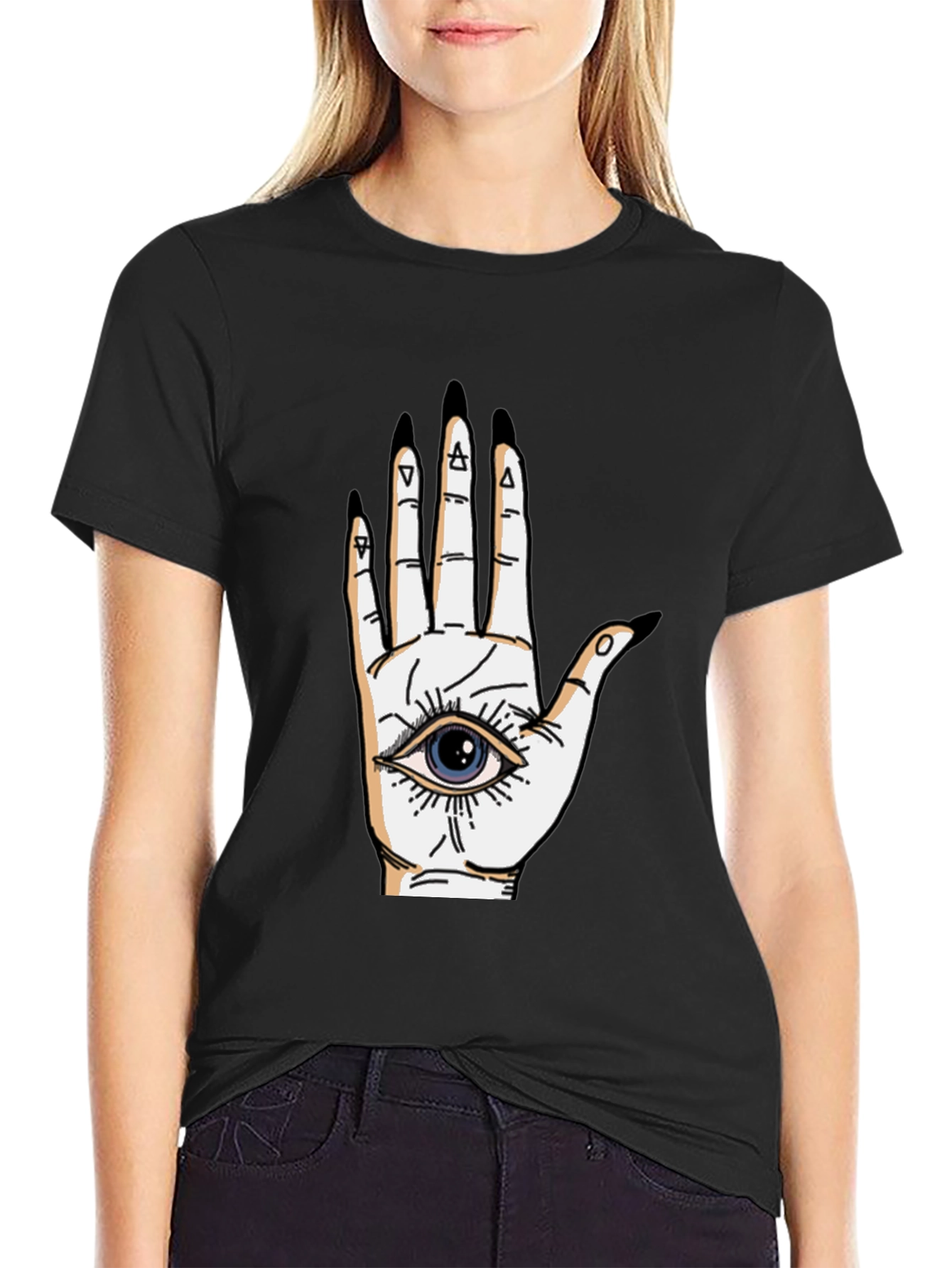Eye-in-Hand Graphic Tee - All Seeing Black T-Shirt