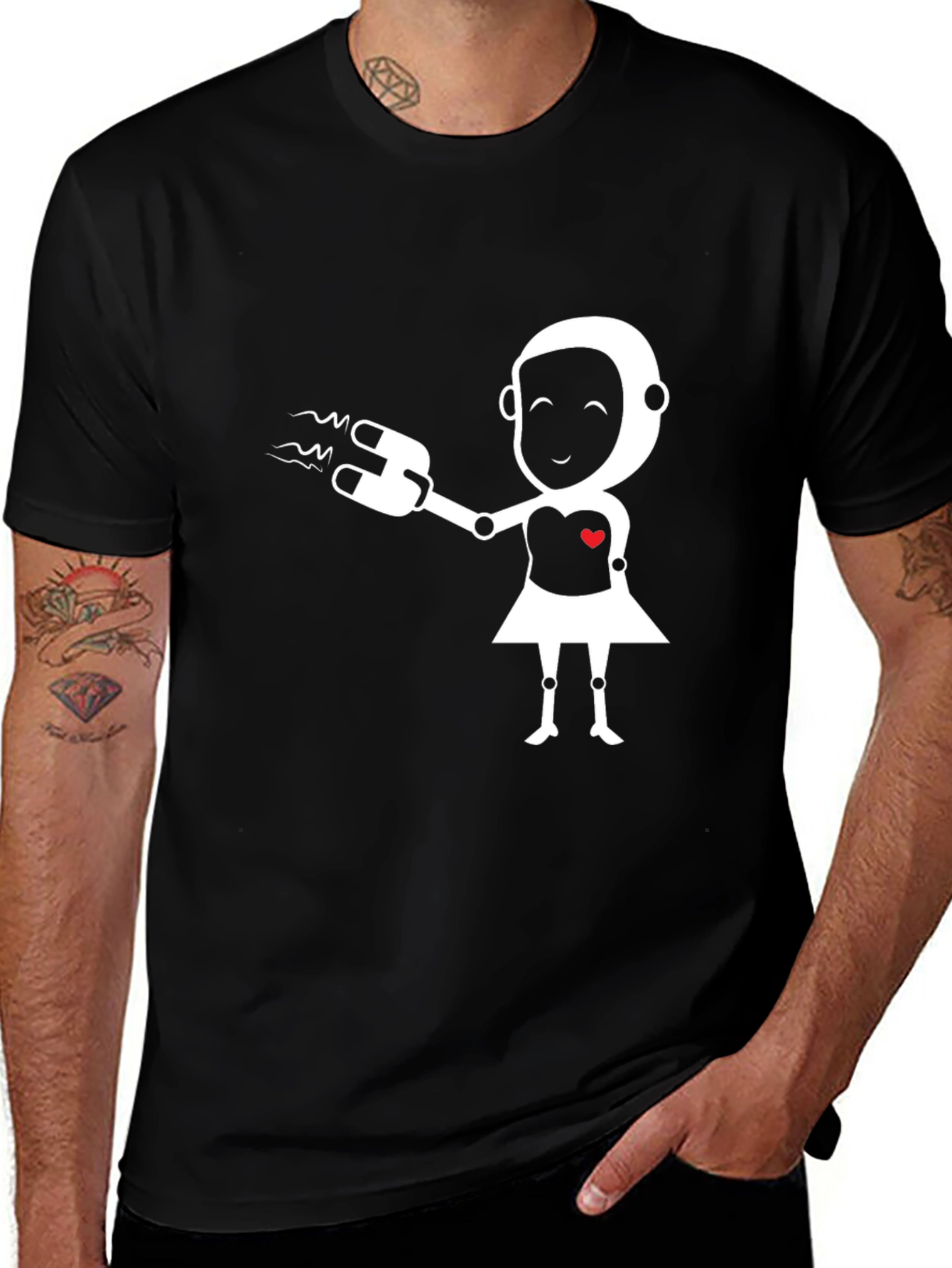 Robot Love Graphic Tee - Black T-Shirt