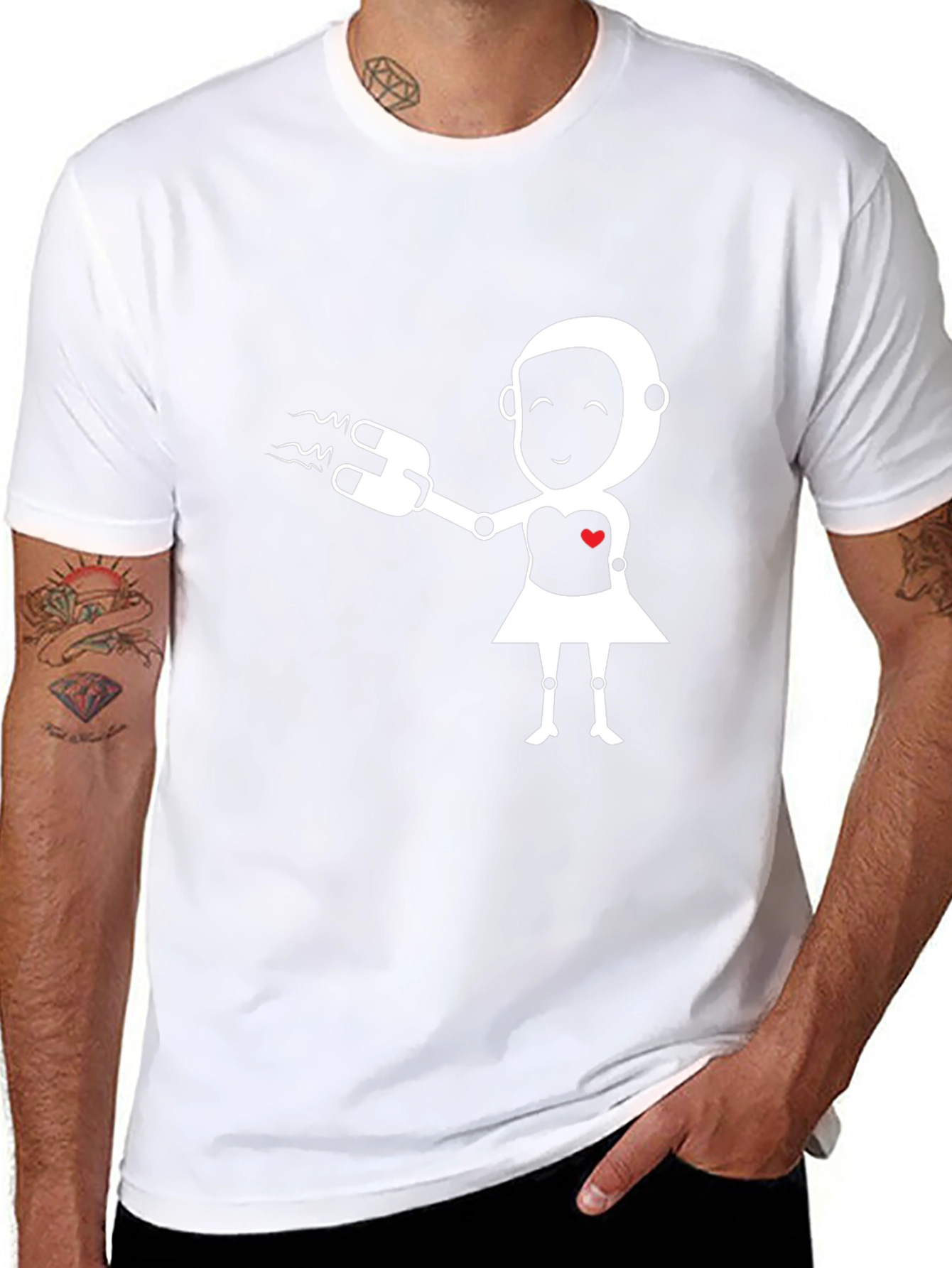 Robot Love Graphic Tee - Black T-Shirt