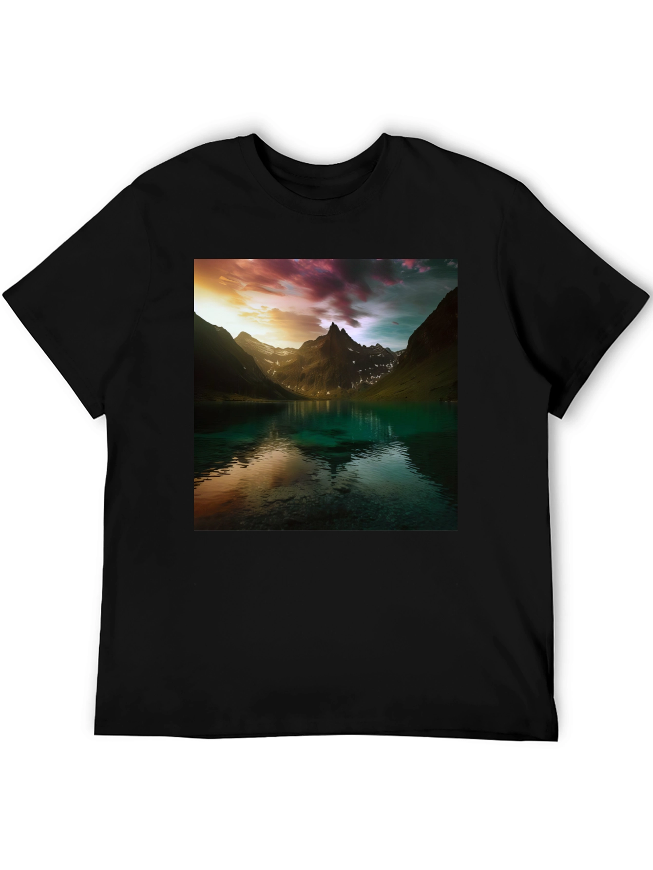 Mountain Lake Graphic Tee - Nature Scenery T-Shirt