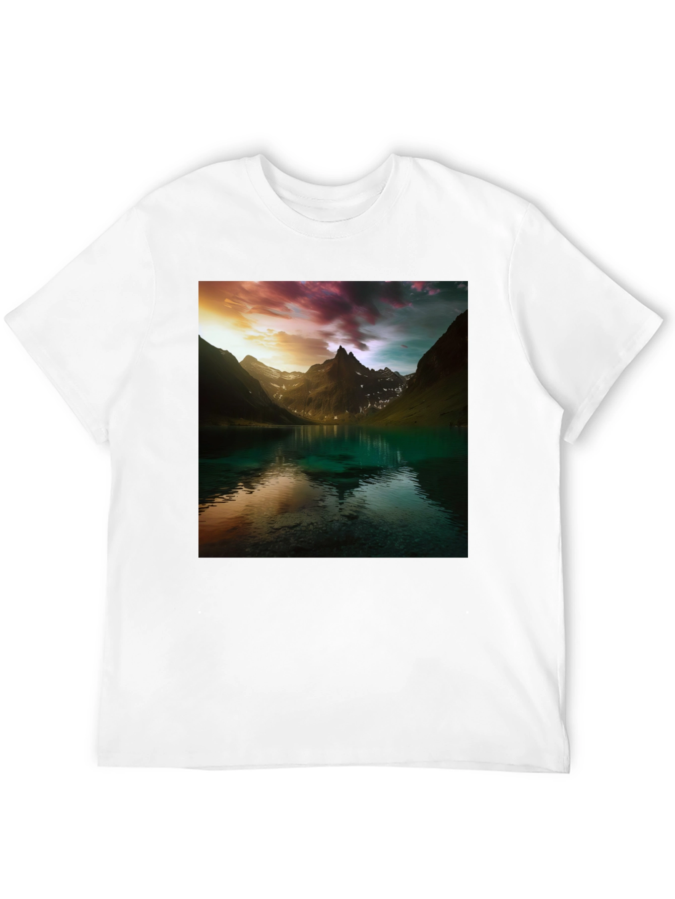 Mountain Lake Graphic Tee - Nature Scenery T-Shirt