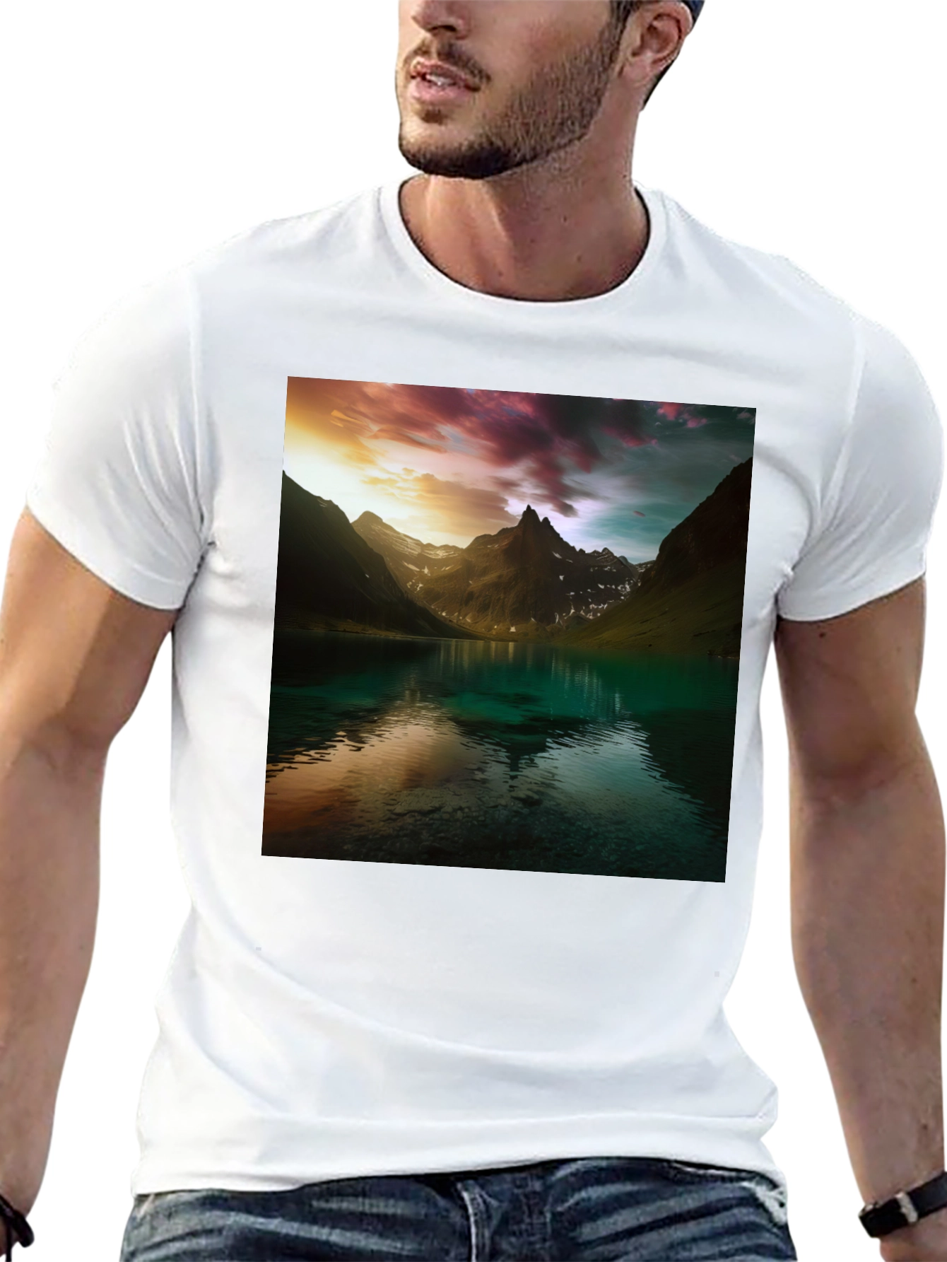 Mountain Lake Graphic Tee - Nature Scenery T-Shirt