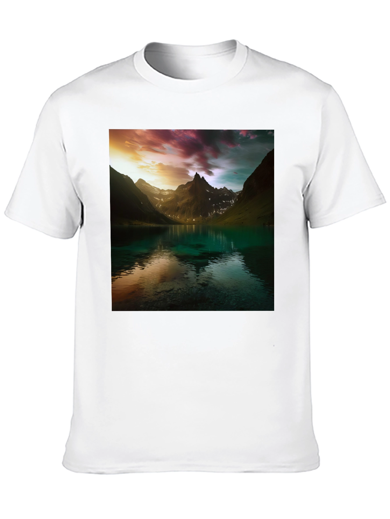 Mountain Lake Graphic Tee - Nature Scenery T-Shirt