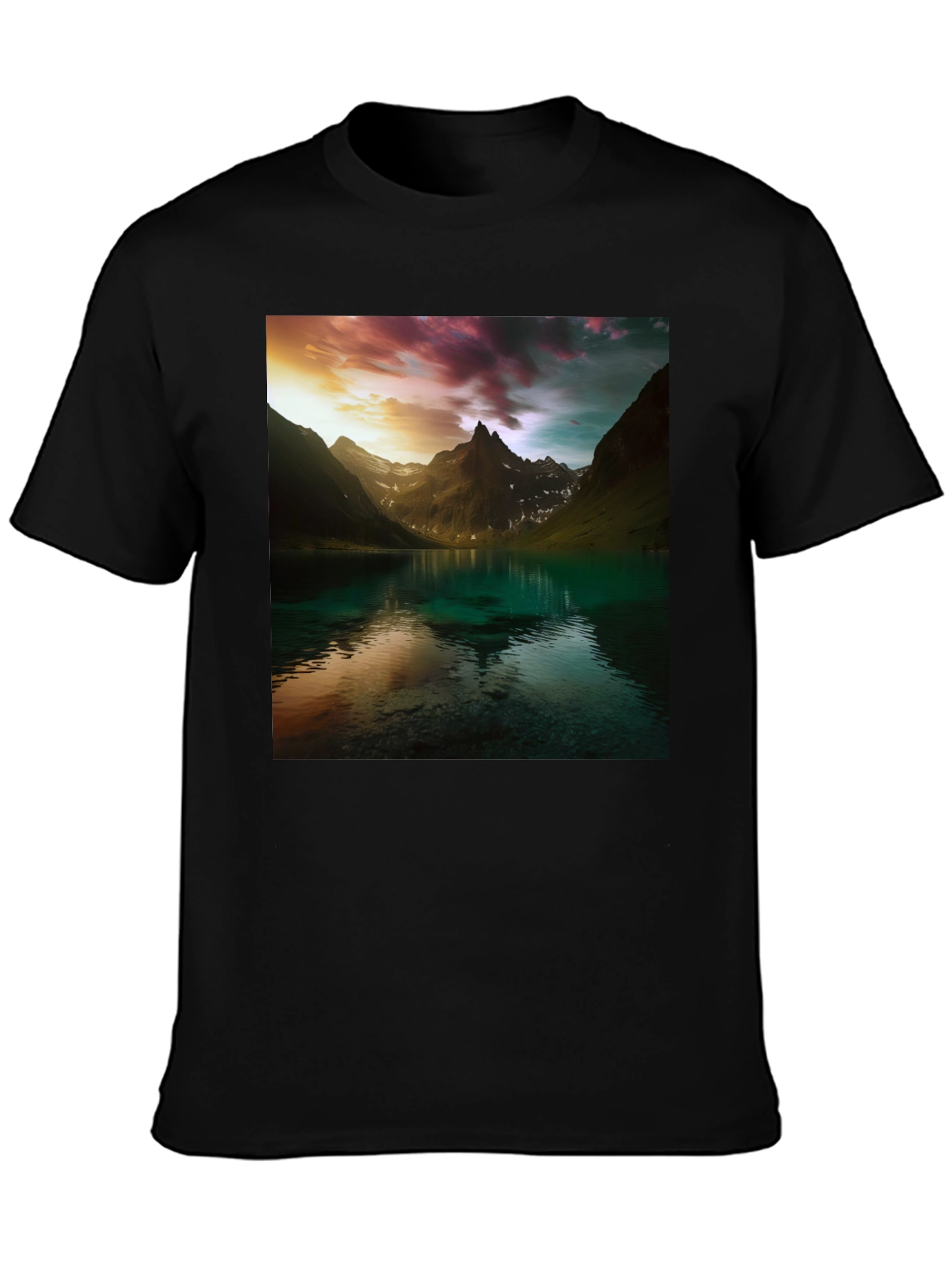 Mountain Lake Graphic Tee - Nature Scenery T-Shirt