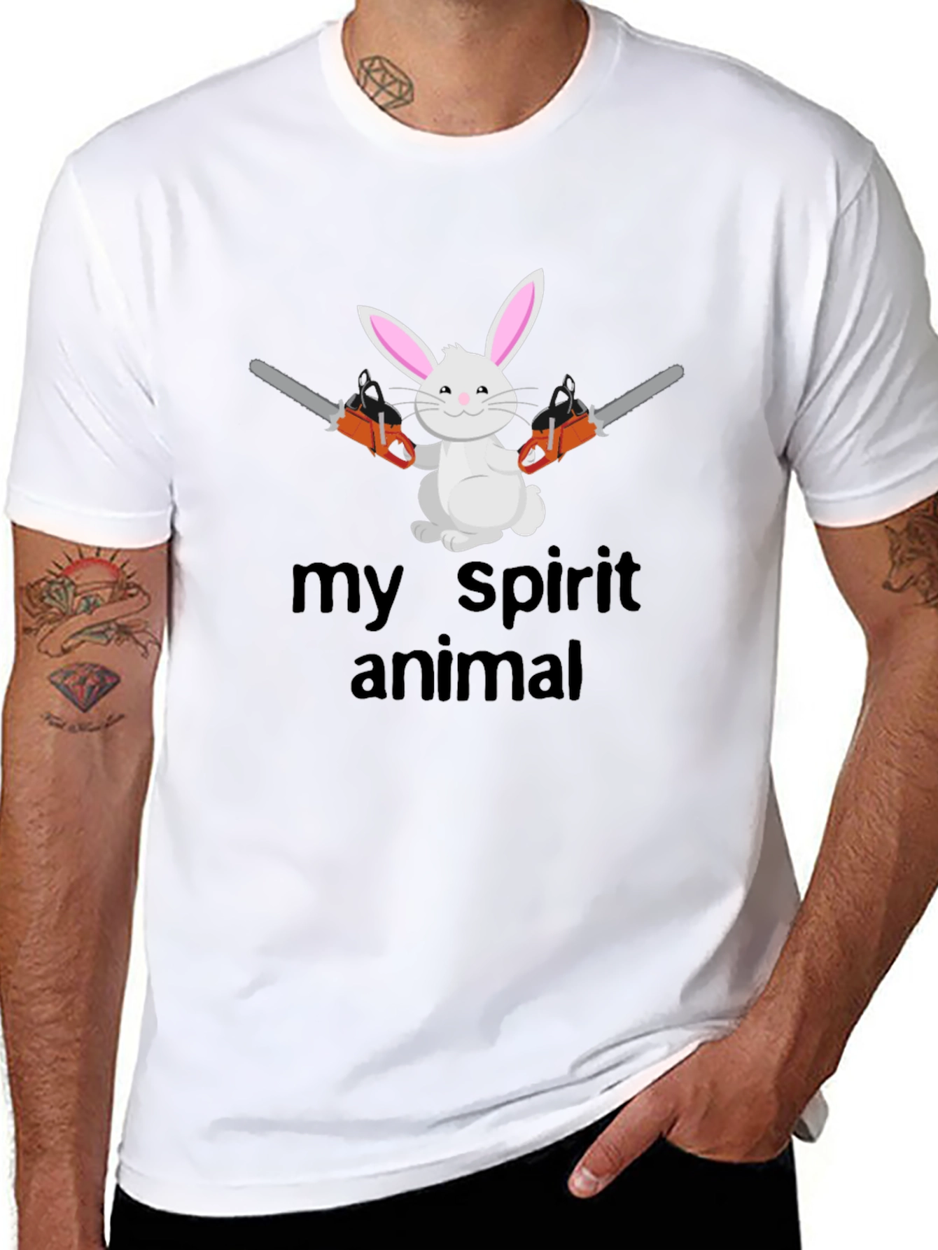 My Spirit Animal Bunny Chainsaw Graphic Tee