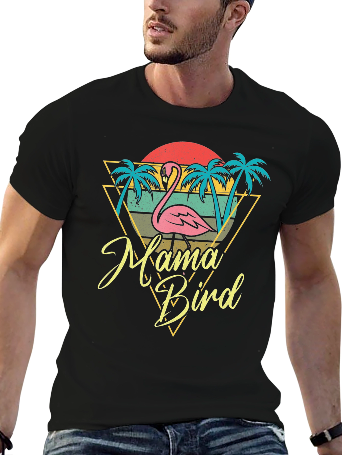 Mama Bird Flamingo Graphic Tee - Tropical Style