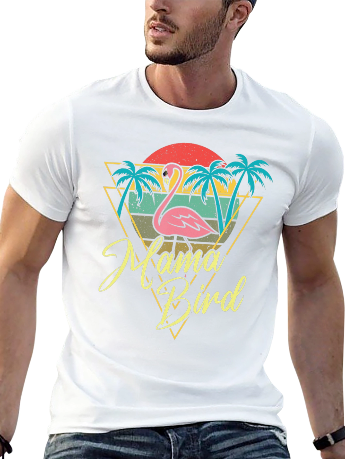 Mama Bird Flamingo Graphic Tee - Tropical Style